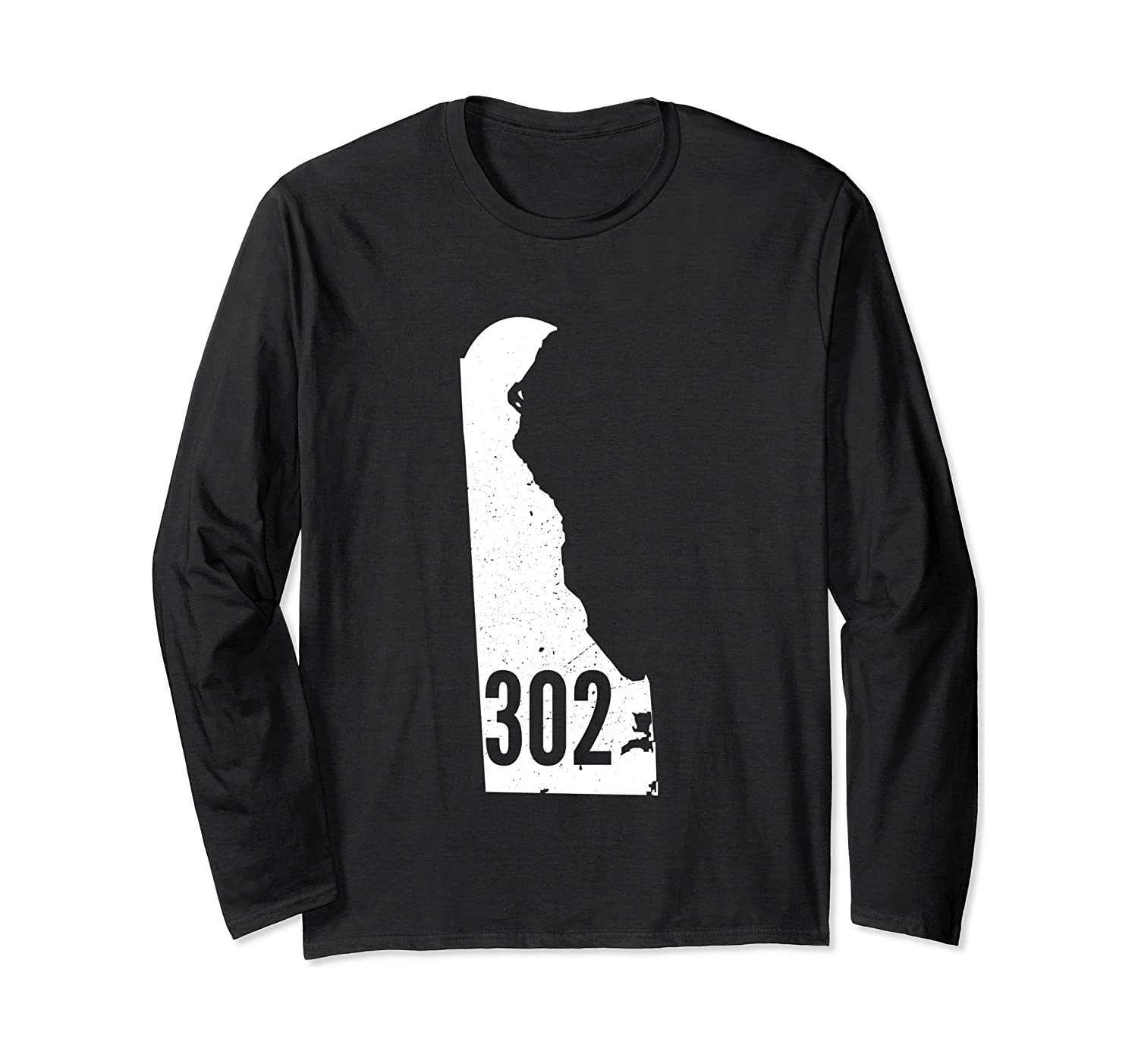 302 Delaware Pride Outline State Area Code Long Sleeve T Shirt