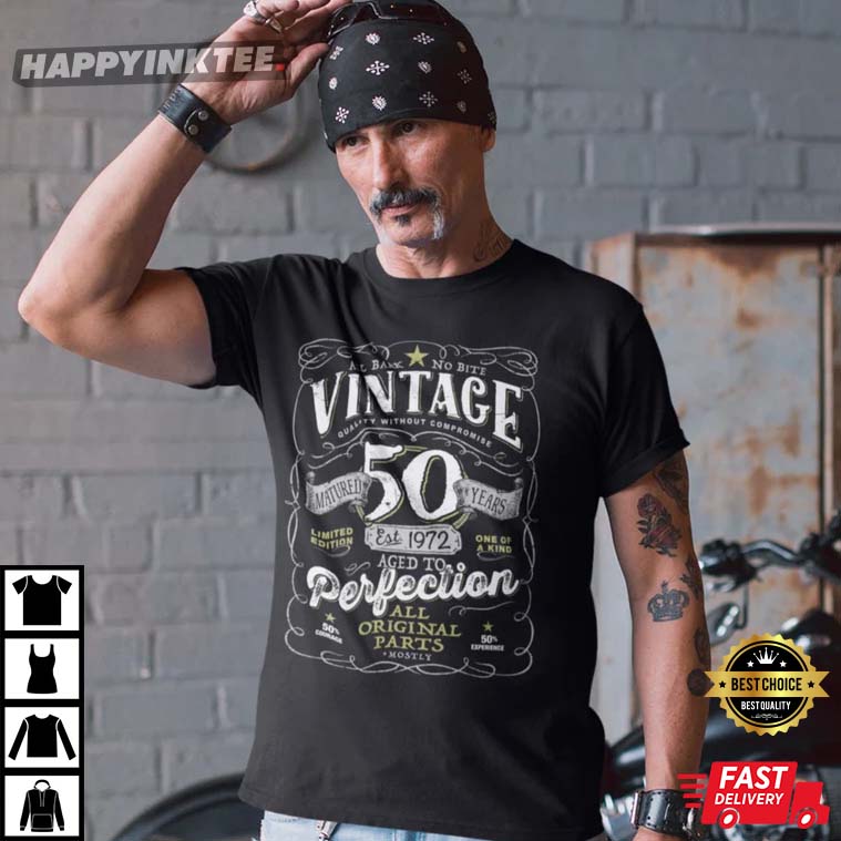 50th Birthday Gift For Men And Women – Vintage 1972 Aged To Perfection T-shirt