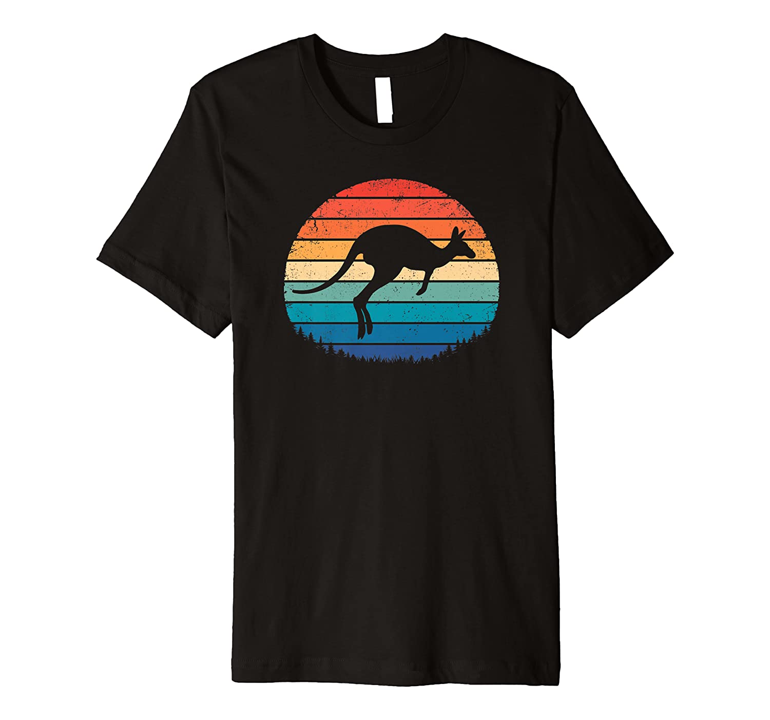 Australia Retro Kangaroo Gift Vintage Sunset Outback Aussie Premium T Shirt