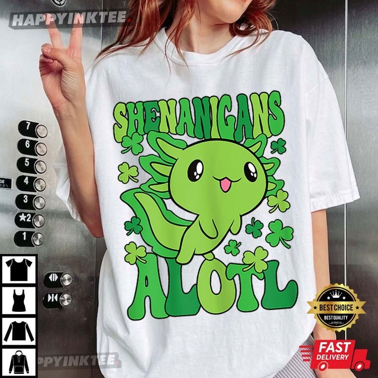 Axolotl Shenanigans Cute Alotl St Patrick’s Day T-shirt
