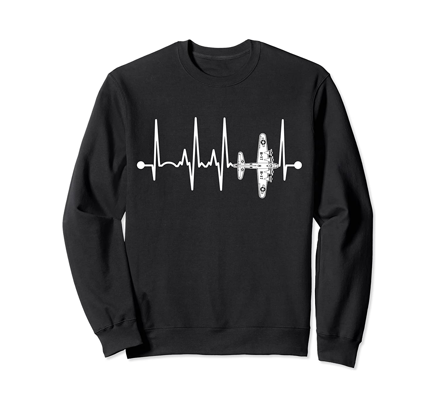 B 17 Bomber Airplane Sweatshirt Aviation Pilot Heartbeat