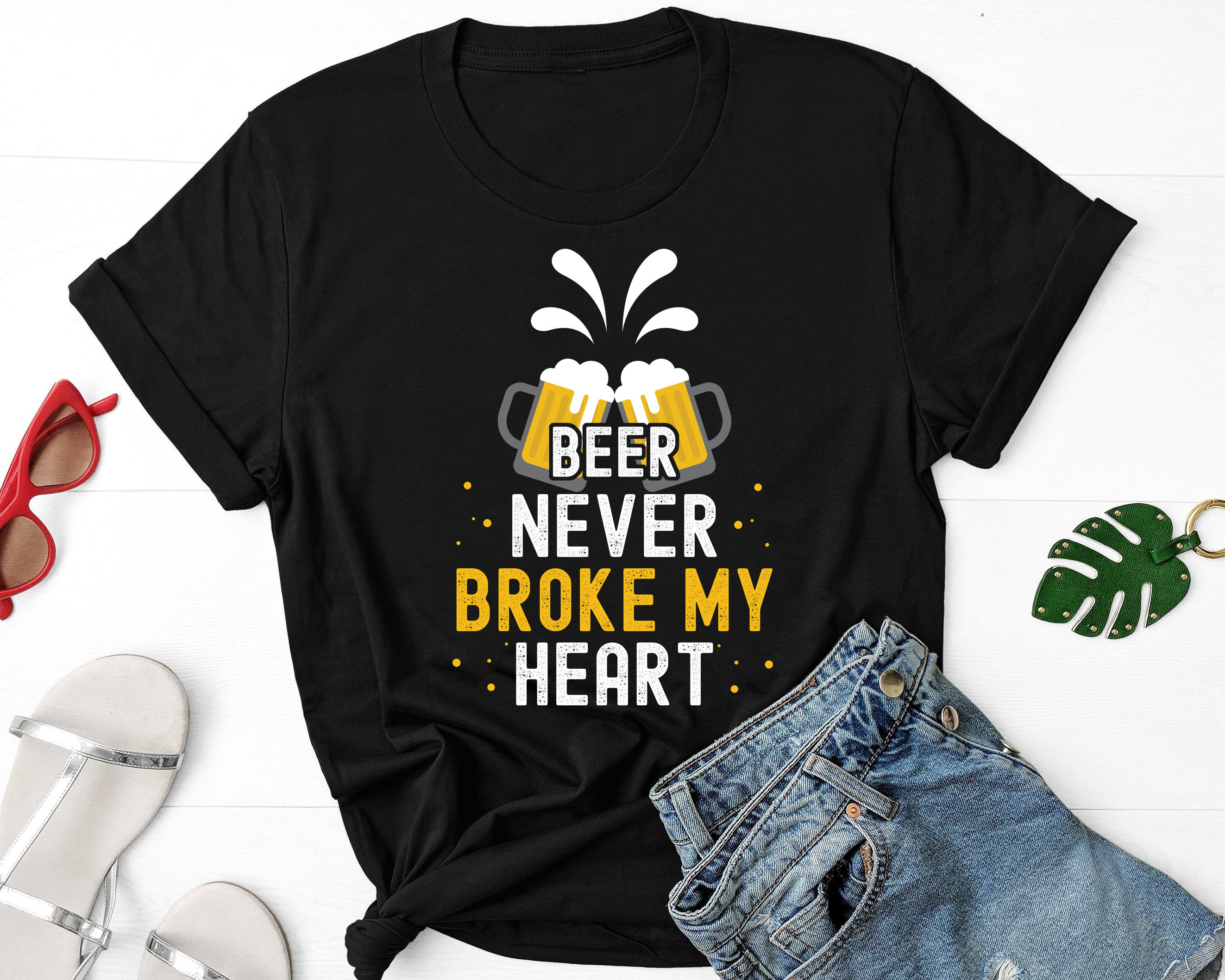 Beer Never Broke My Heart T-shirt â Valentine Shirt Luke Combs Day Drinker Funny Drinking Men 