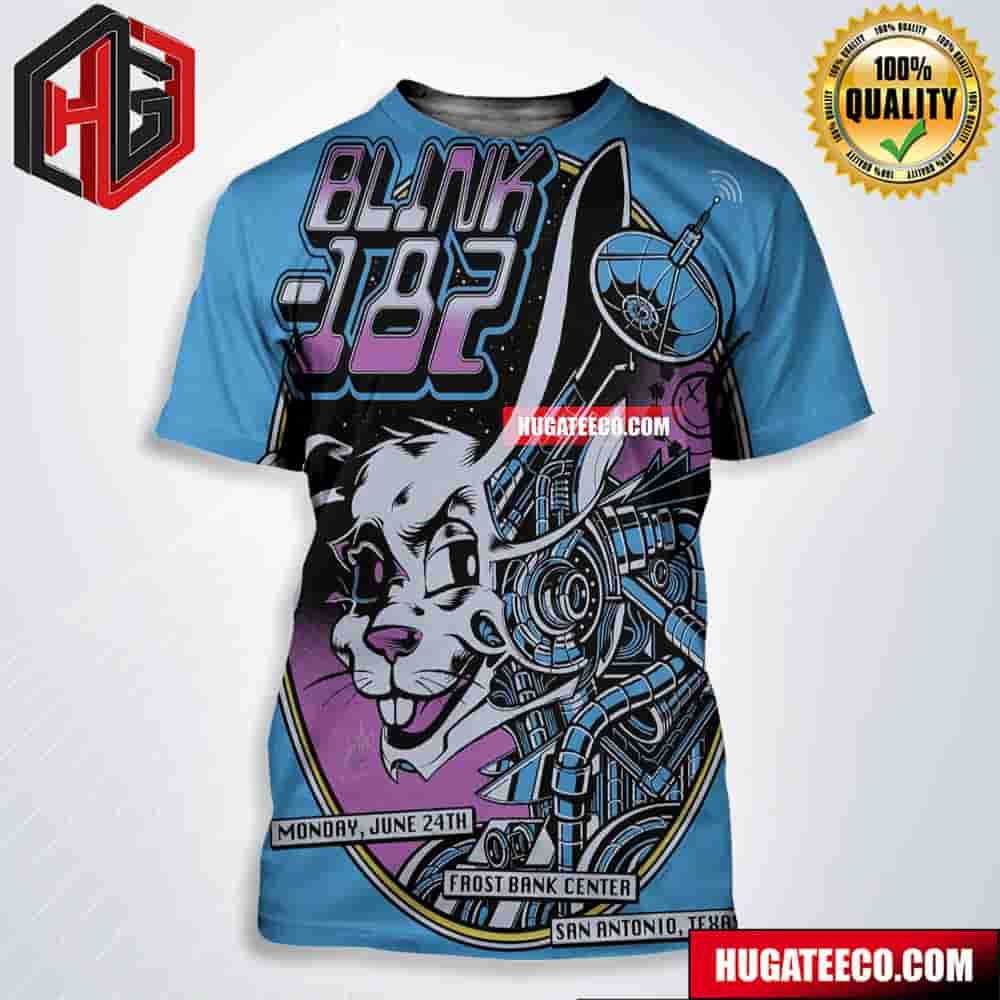 Blink-182’s Official Poster For Their Show On Monday June 24 At Frost Bank Center In San Antonio Tx All Over Print Shirt