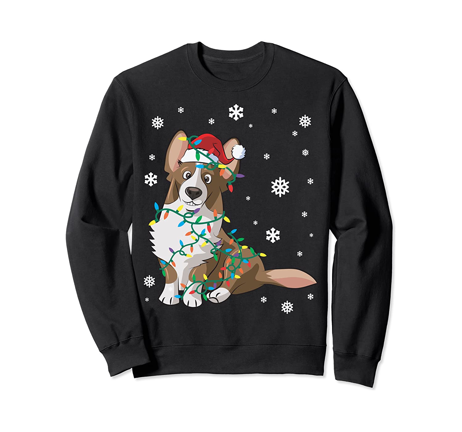 Cardigan Welsh Wrapped In Christmas Lights Dog Sweatshirt
