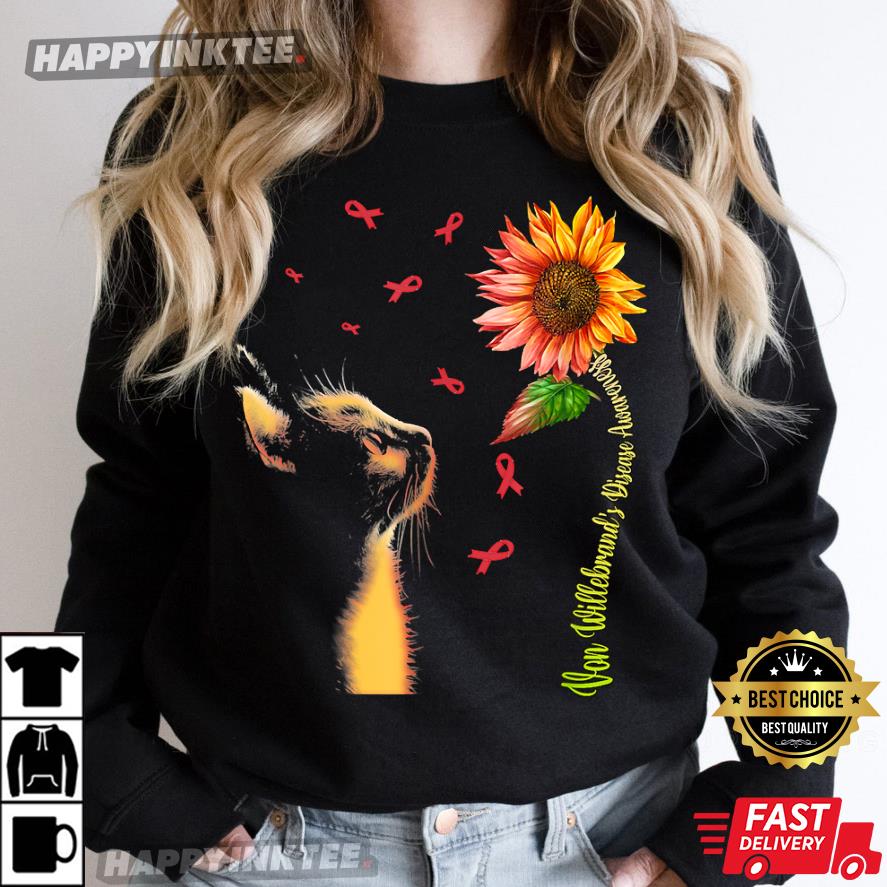 Cat Sunflower Von Willebrand’s Disease Awareness T-shirt