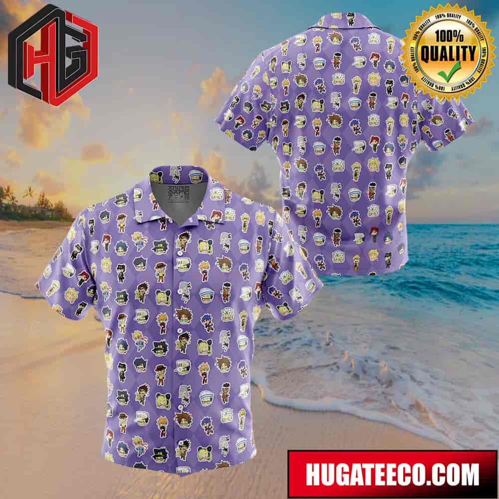 Chibi Jojo’s Bizarre Adventure Characters Pattern Button Up Animeape Hawaiian Shirt