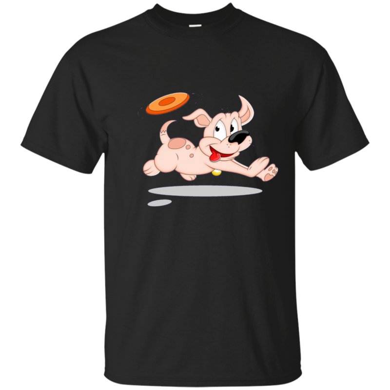 Cute Puppy Dog Running With Frisbee Tshirt