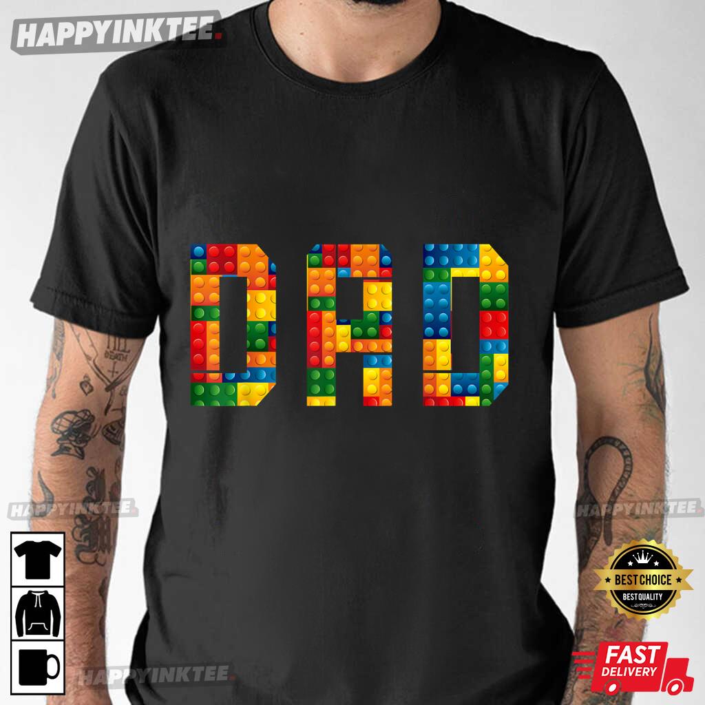 Dad Brick Builder Funny Blocks Master Builder Father’s Day Gift T-shirt