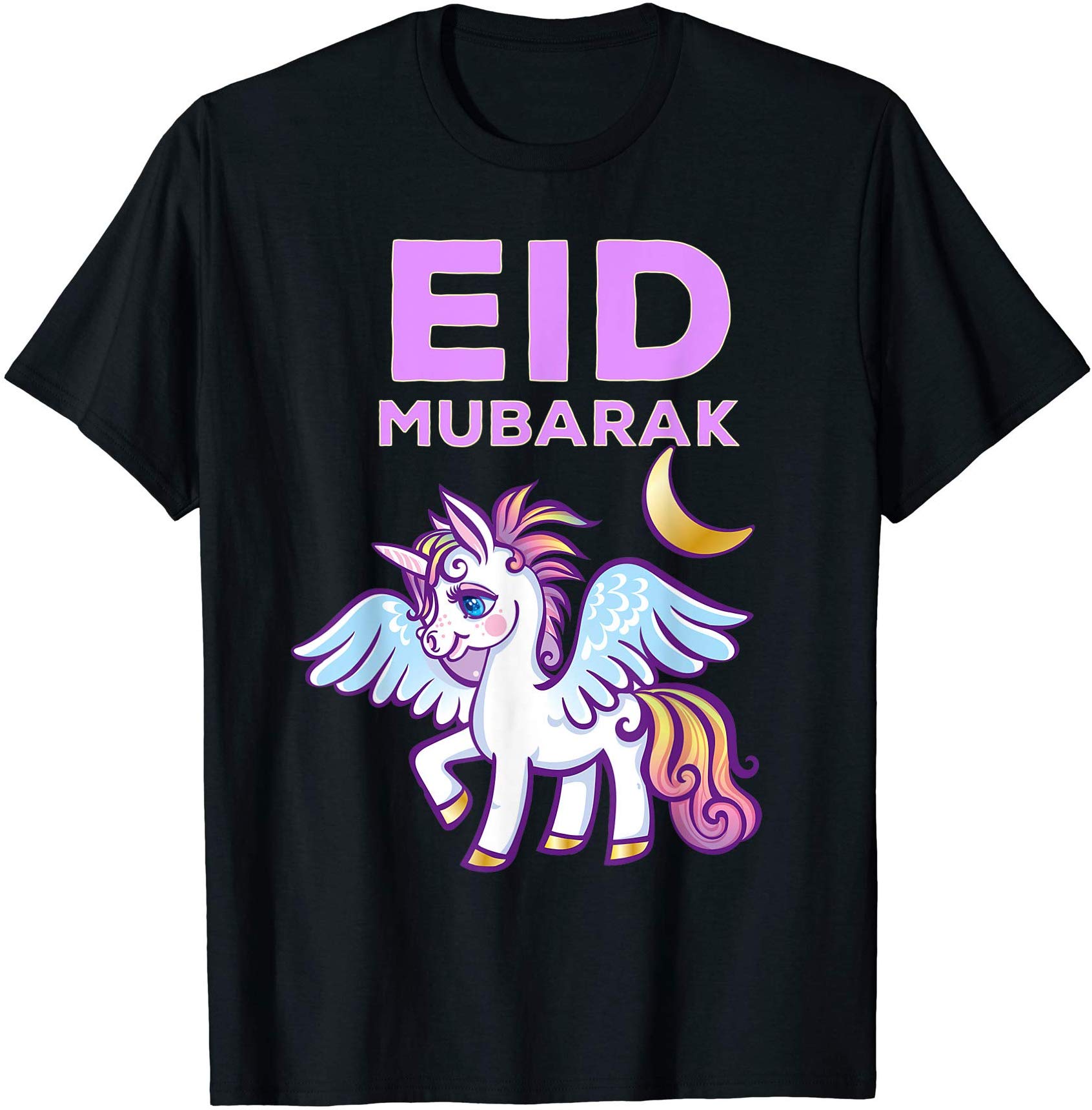 Eid Mubarak Gift For Kids And Mom Girls Eid Mubarak Unicorn Tshirt