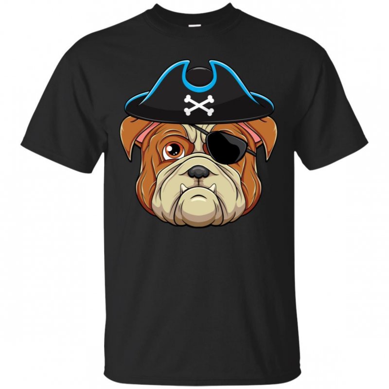 English Bulldog Pirate Tshirt Jolly Roger Flag Skull