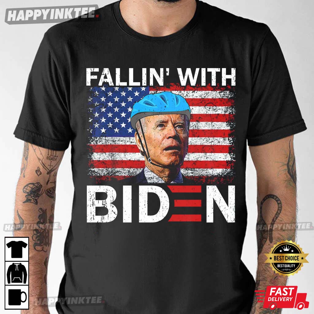 Fallin’ With Biden, Running The Country Is Like Riding A Bike Joe Biden Funny T-shirt, Biden Falling Off Bicycle Shirt