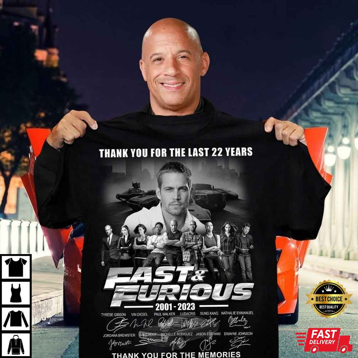 Fast And Furious 22 Years Of Anniversary 2001 – 2023 T-shirt
