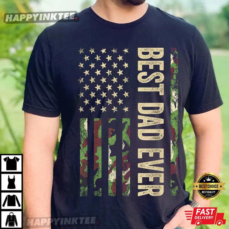 Father’s Day Best Dad Ever With Us American Flag T-shirt