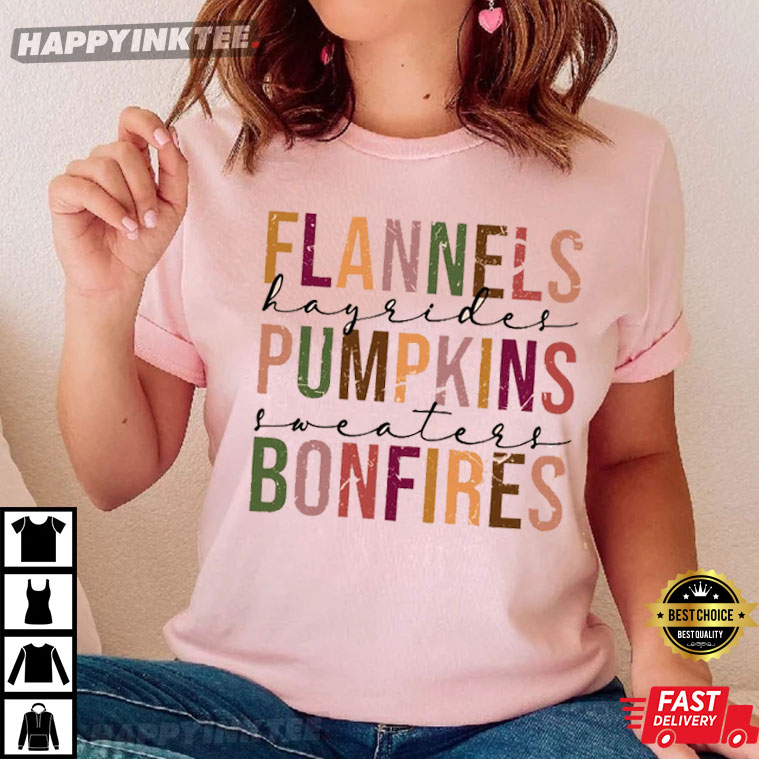Flannels Pumpkins Hayrides S’mores And Bonfires Halloween T-shirt