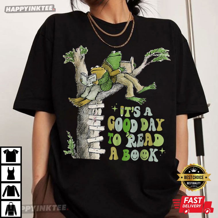 Frog Toad It’s A Good Day To Read A Book Retro Book Lovers T-shirt