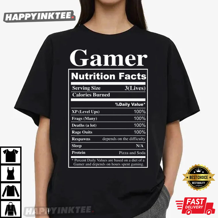 Gamer Nutrition Facts Valentine’s Day Gift For Gamer T-shirt