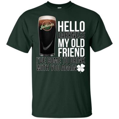 Hello Darkness My Old Friend Shamrock Smithwick’s Irish Ale Beer Shirt Ka02