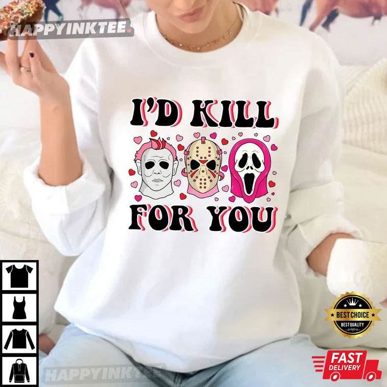 Horror Movie Character I’ll Kill For You Retro Valentine’s Day T-shirt
