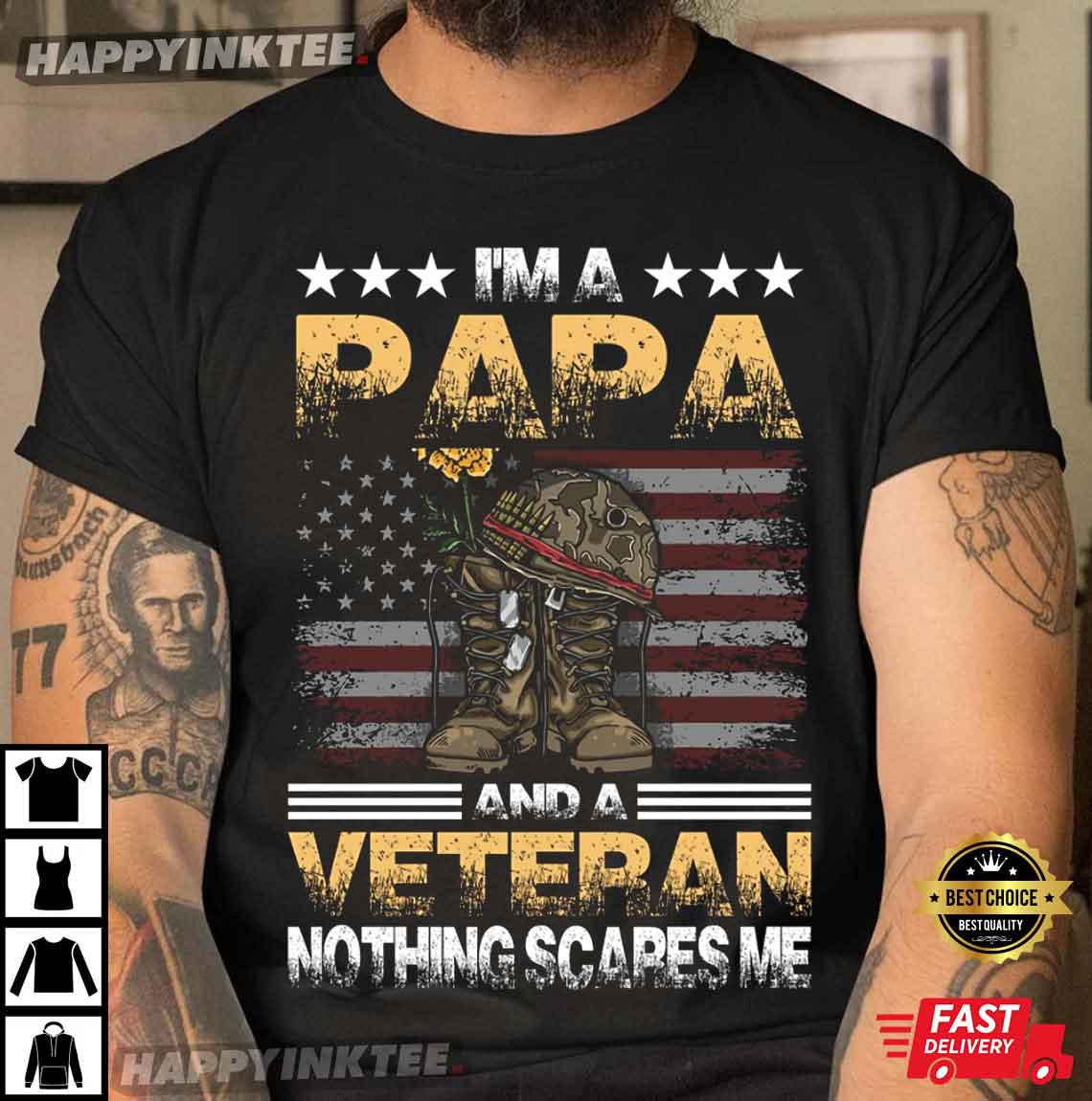 I’m A Papa And A Veteran Nothing Scare Me Us Veteran Gift T-shirt