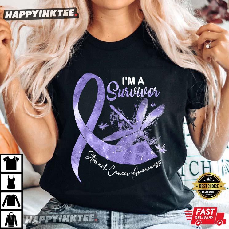 I’m A Survivor Stomach Cancer Dragonfly Periwinkle Ribbon T-shirt
