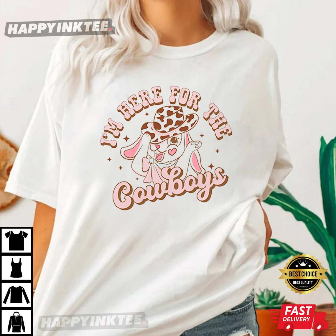 I’m Here For The Cowboys Howdy Cute Bunny Easter T-shirt