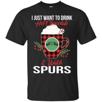 I Just Want To Drink Hot Chocolateandwatch San Antonio Spurs Ugly Christmas Sweater Style Shirts