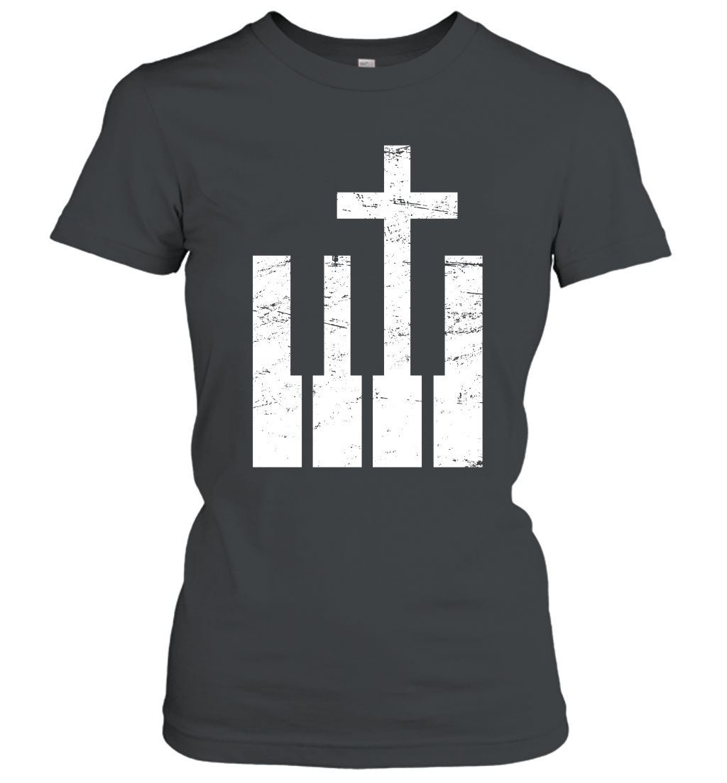 Keyboard And Cross Musician Christian Band T Shirt Women Tshirt