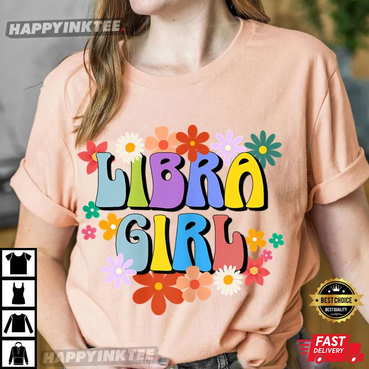 Libra Girl Zodiac Sign Groovy Retro Birthday 70’s T-shirt