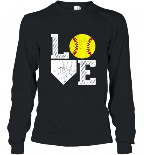 Love Softball Long Sleeve T Shirt Women Mom Dad Vintage Gift Ah My Shirt Long Sleeve