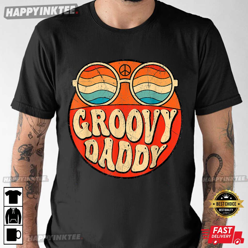 Mens Groovy Daddy 70s Aesthetic Nostalgia 1970’s Retro T-shirt
