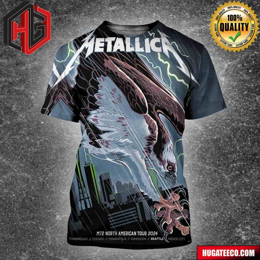 Metallica M72 Seattle Nate Dino’s Exclusive Pop-up Shop Poster North America Tour On August 29 2024 Washington No Repeat Weekend At Lumen Field