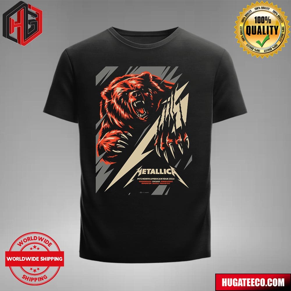 Metallica Mark Jamotillo’s Exclusive Pop-up Shop Merch Poster For Chicago M72 North American Tour 2024 T-shirt