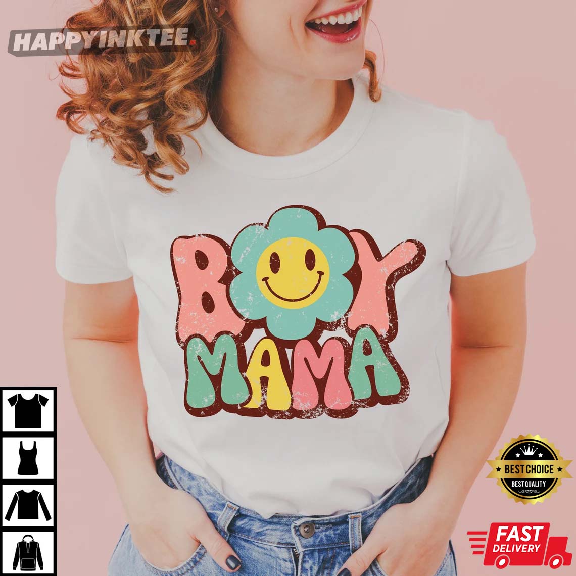 Mother’s Day Boy Mama Groovy Mom Gift For Mom T-shirt