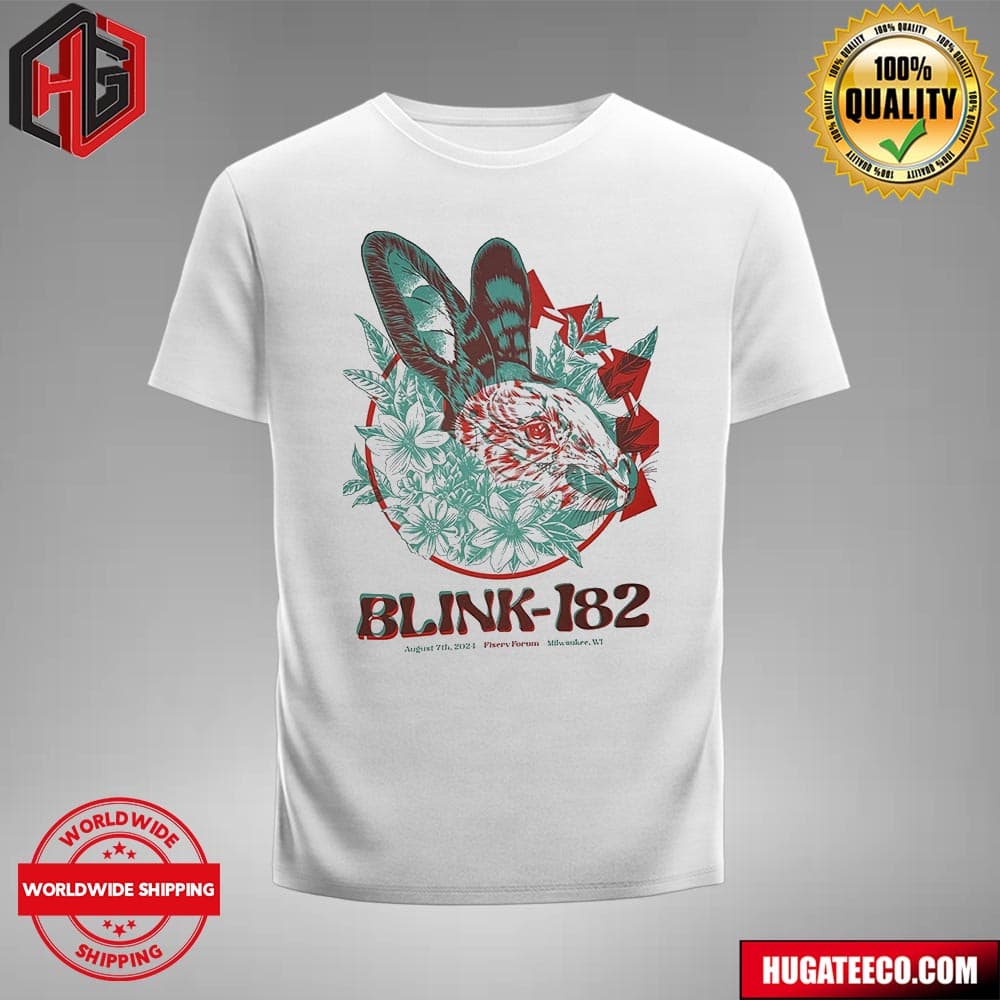 Official Blink-182 Poster For Today’s Show July 8 2024 At Fiserv Forum In Milwaukee Wi T-shirt