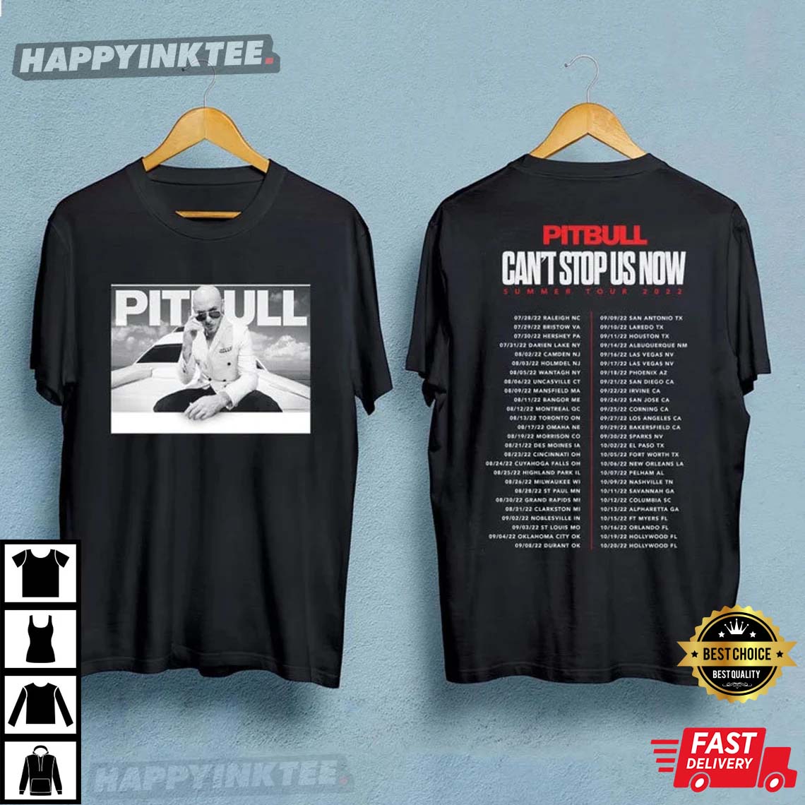 Pitbull Merch Can’t Stop Us Now Summer Tour Dates 2022 T-shirt