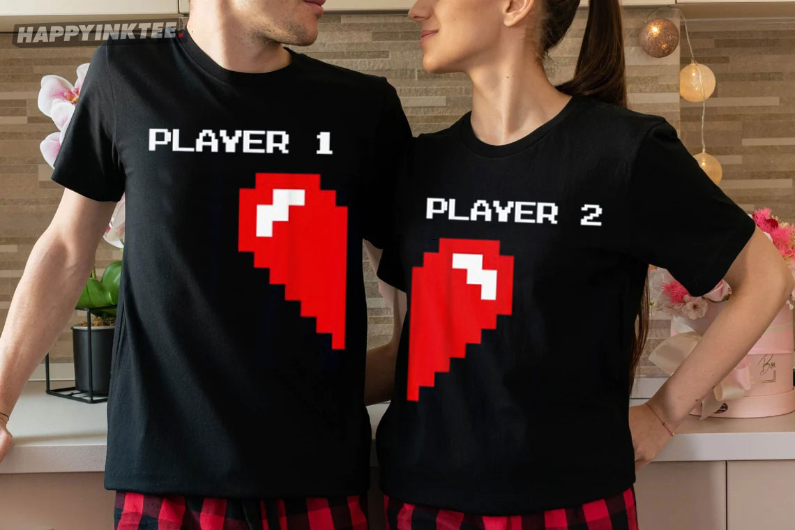 Player 1 Matching With Player 2 Valentine’s Gift Couples Shirt