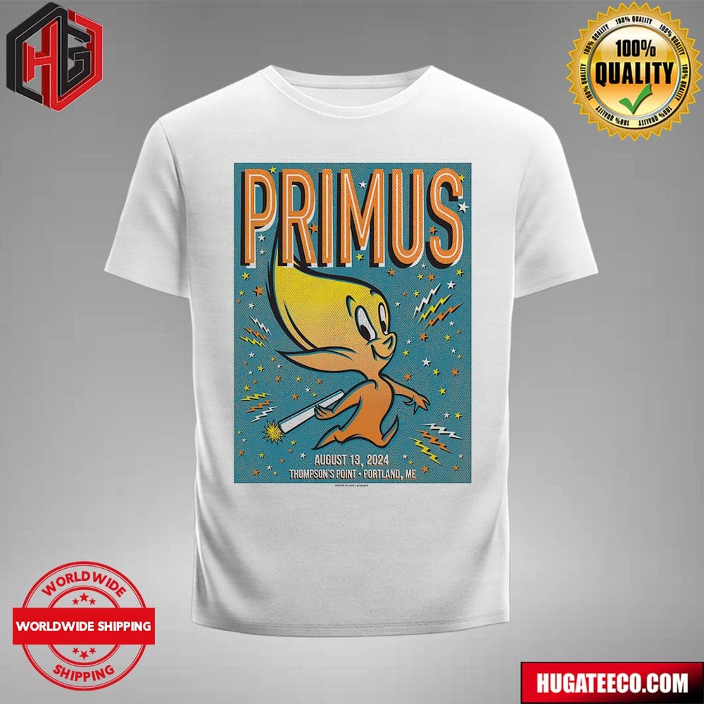 Primus Tour Merch Poster For Show In Portland Me At Thompson’s Point On August 13 2024 T-shirt