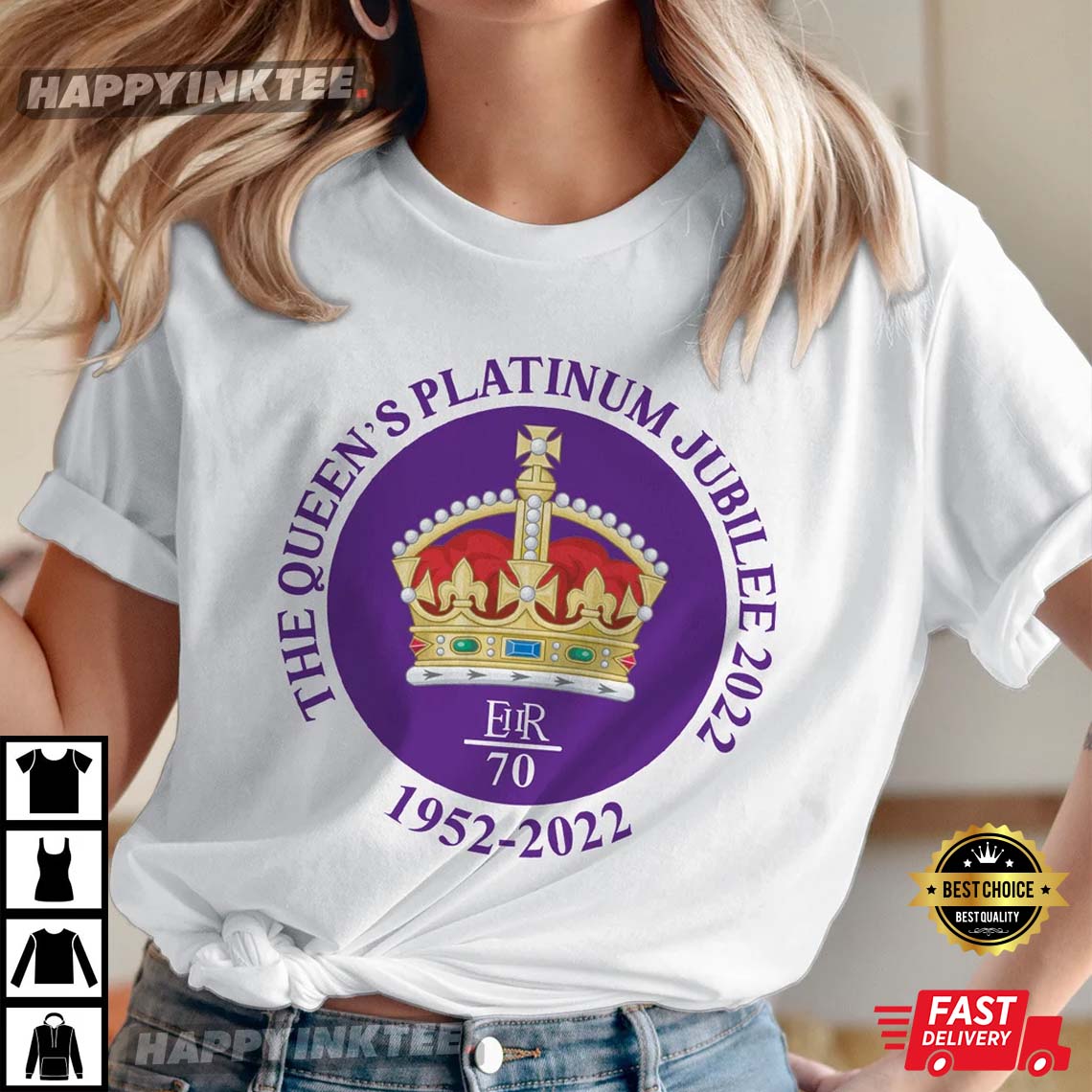 Queen Elizabeth Ii Platinum Jubilee 2022 Celibration Shirt, Union Jack T-shirt The Queen’s Crowne British Monarch Royal T-shirt