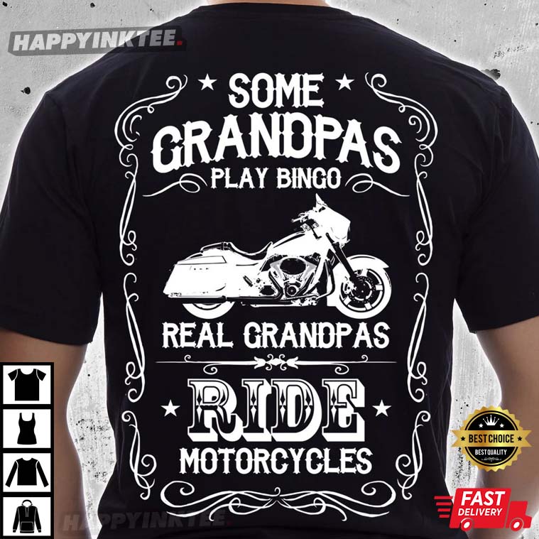 Real Grandpas Ride Motorcycles (back Print) Biker Men’s, Gift For Dad T-shirt