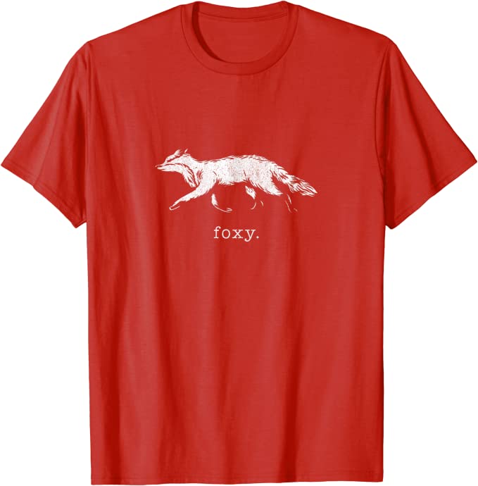 Retro "foxy" Fox Vintage Distressed Design T-shirt Red