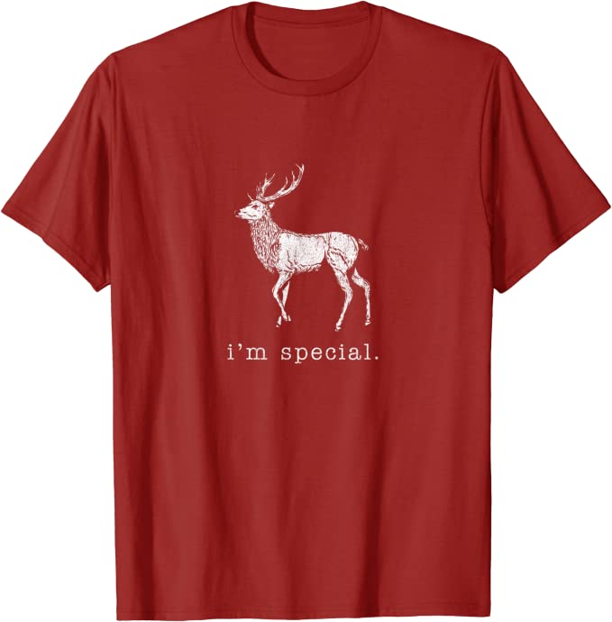 Retro "i’m Special" Deer Vintage Distressed Animal Design T-shirt Cranberry