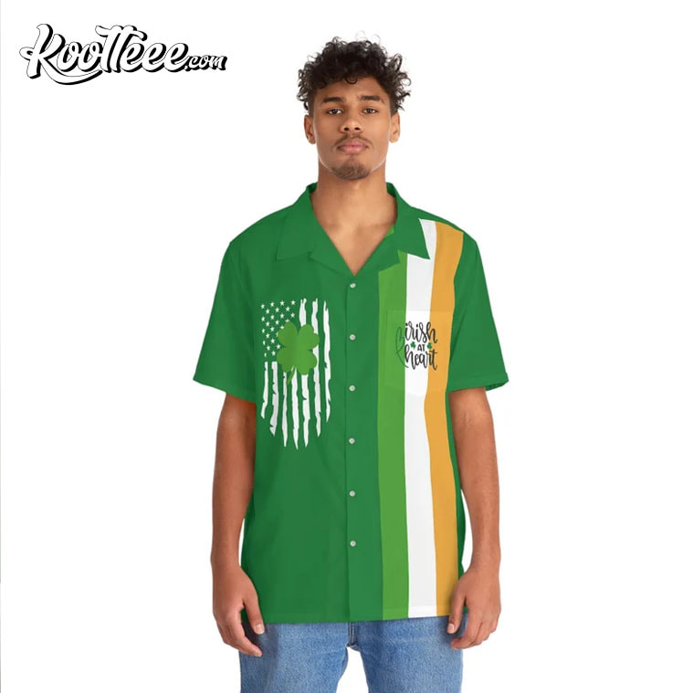 St Patrick’s Day Irish At Heart Lucky Four Leaf Hawaiian Shirt