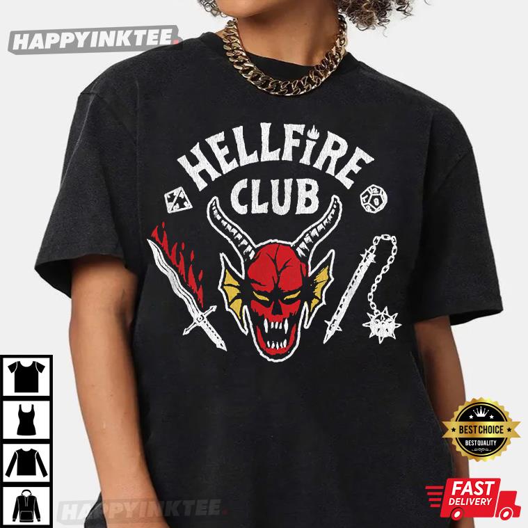 Stranger Things 4 Hellfire Club Skull & Weapons T-shirt