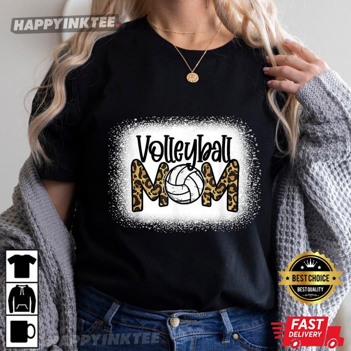 Volleyball Mom Leopard Bleached Funny Mother’s Day T-shirt